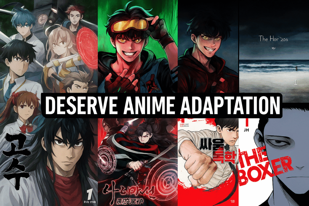 front page of manhwas that deserve anime adaptations